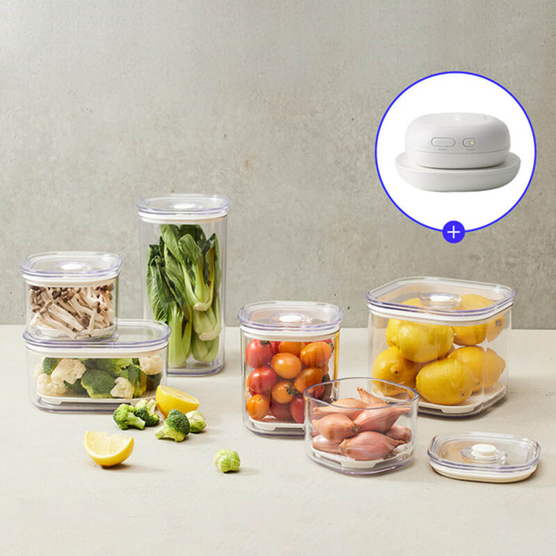 Bộ máy hút chân không và hộp bảo quản thực phẩm LocknLock 7 món Maestro Vaccum LVC401S7 - Màu trắng, , large image number null